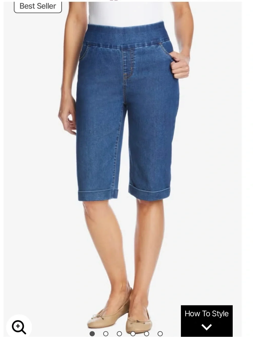 Classic Blue Denim Bermuda Shorts or Capris - Women's Pull-On Style